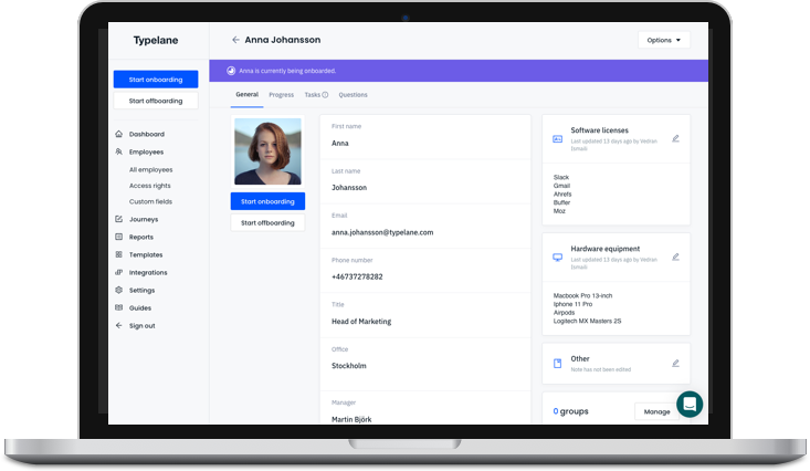 Typelane Employee Onboarding