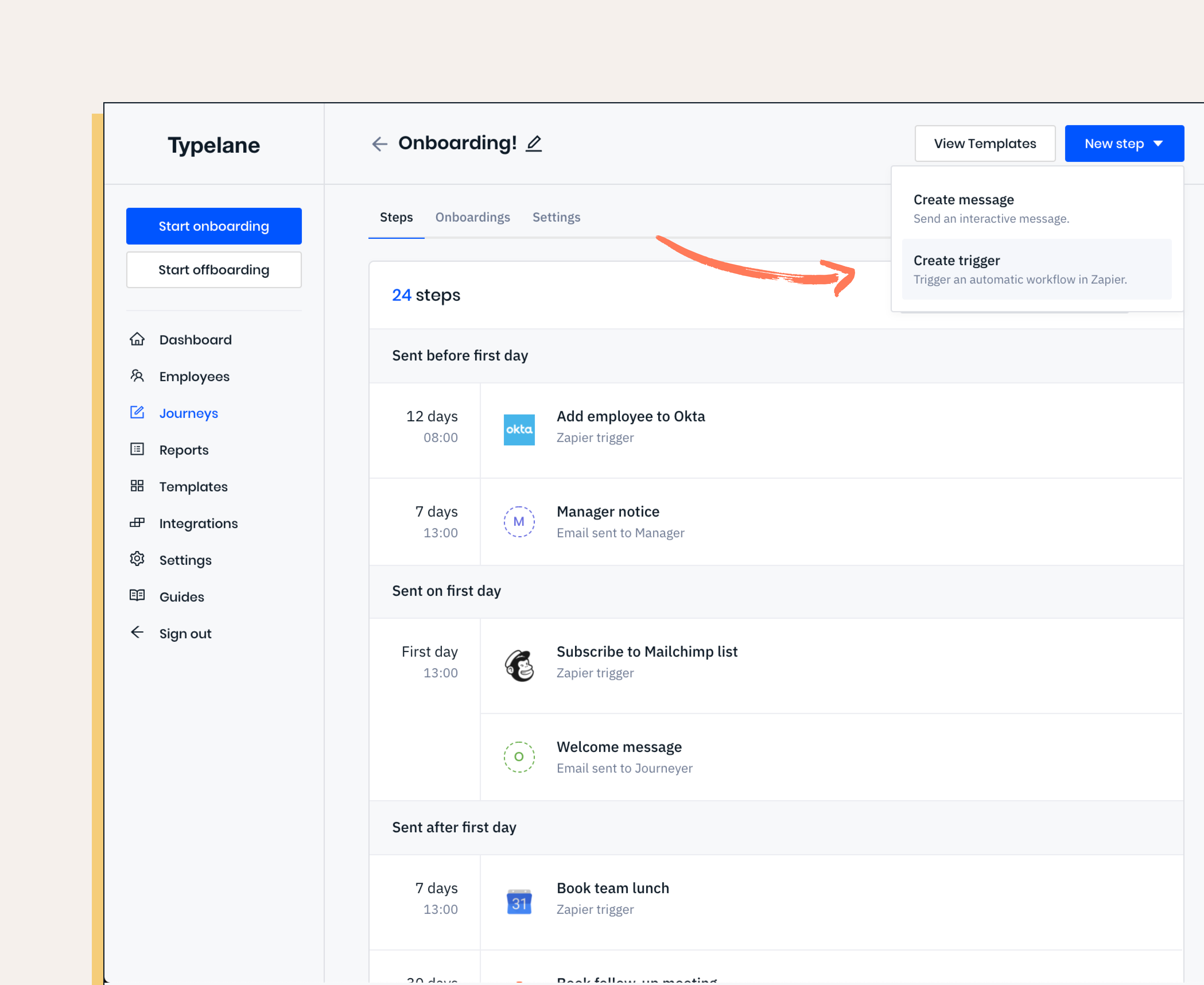 Typelane Employee Onboarding Trigger