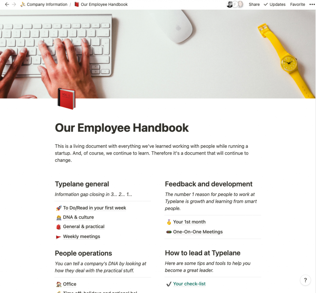 Typelane employee handbook